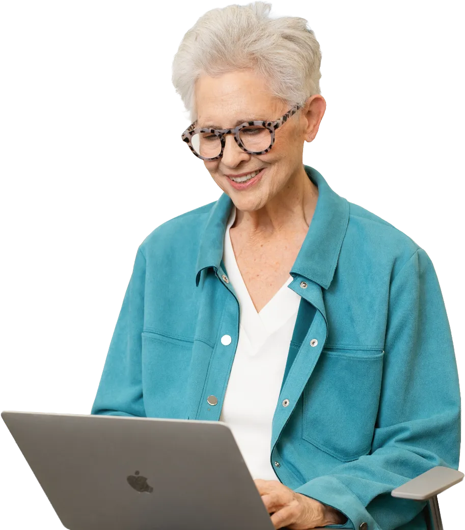 Rosanne on a laptop
