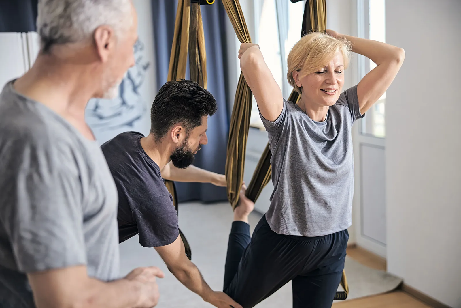 Elderly woman doing streches