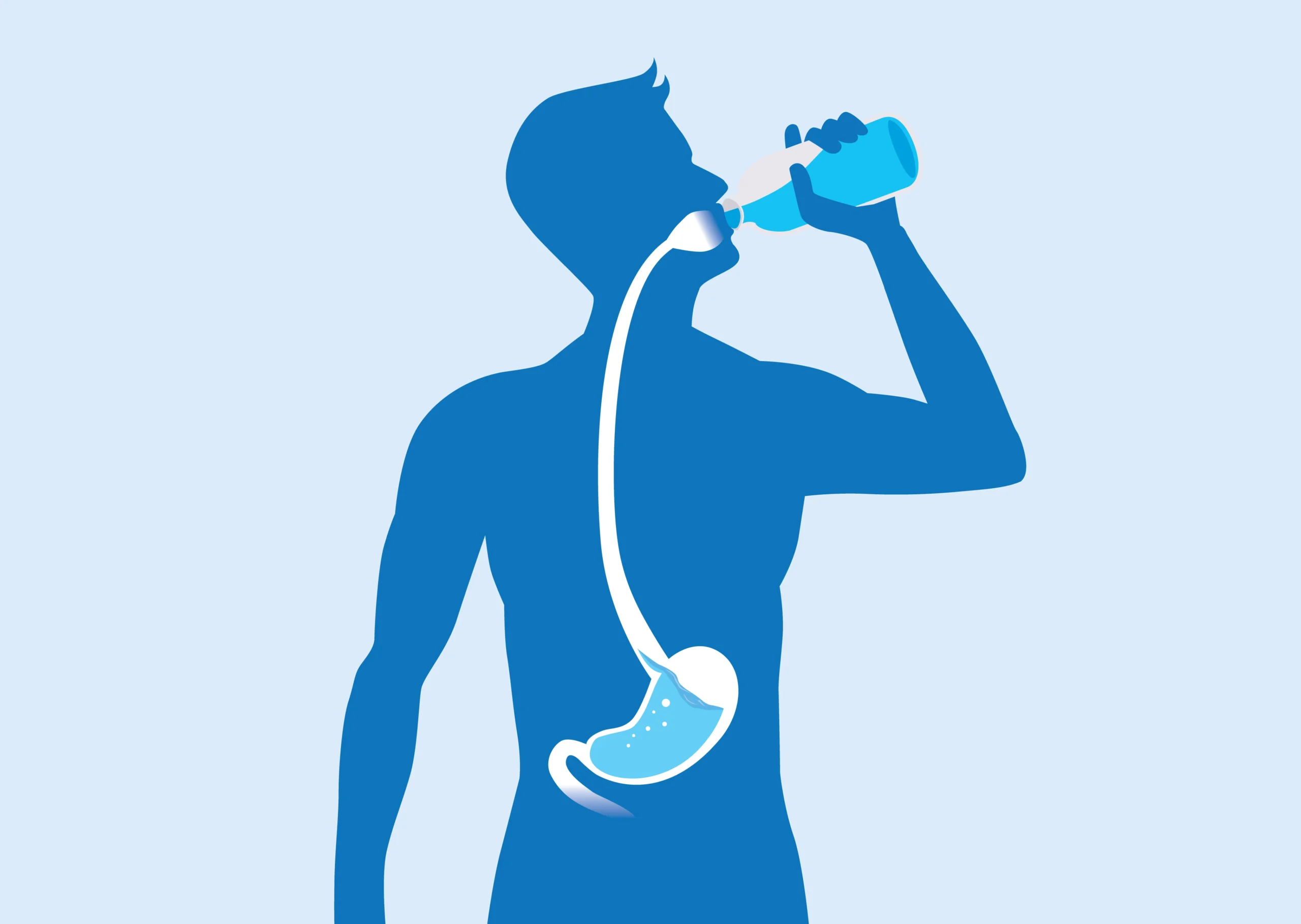A graphic of a man drinking water